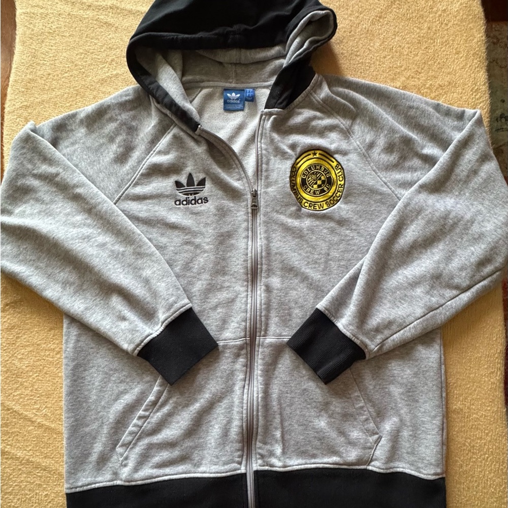 Adidas Gray Jacket with Black Details and Yellow Columbus Crew Soccer Club Patch